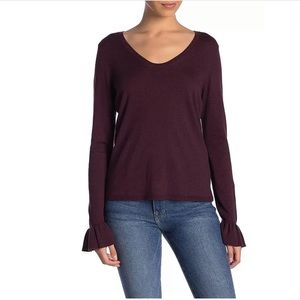 NWT 14TH UNION RUFFLE SLEEVE HEM PURPLE SWEATER XL